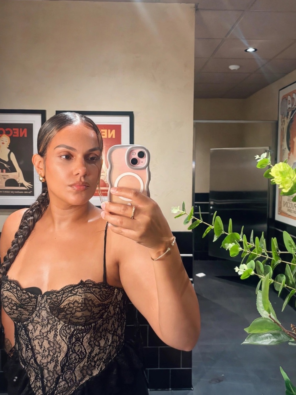 SHEIN Black Lace Cami Bodysuit with Sheer Detail